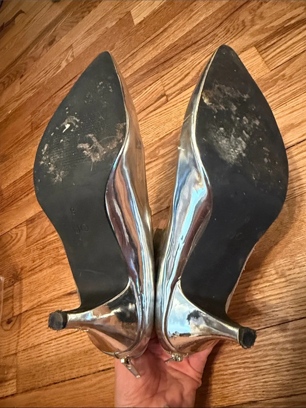 Urban Outfitters Mirrored Silver Pointed Ankle Booties